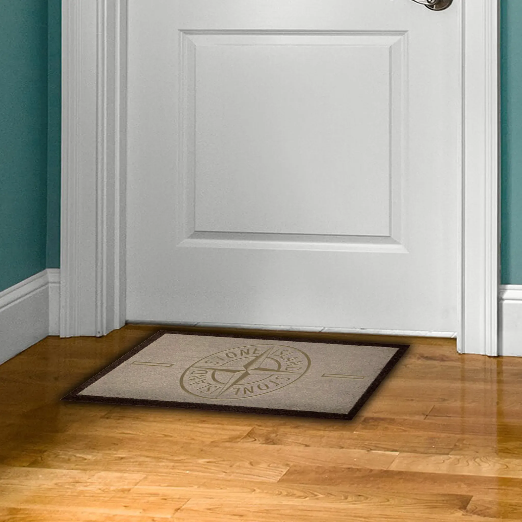 Front View of Stone Island Doormat Light Brown 70x40cm
